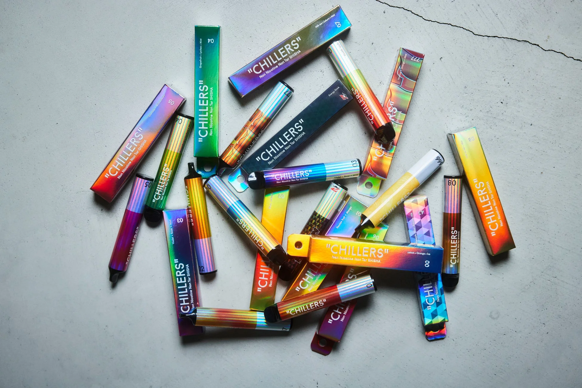 様々なフレーバーのCHILLERS製品