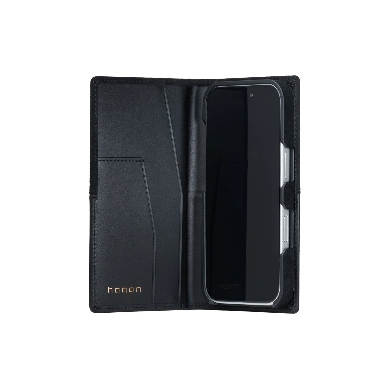 Mastrotto Smooth leather /Alcantara Flip Case Black Open