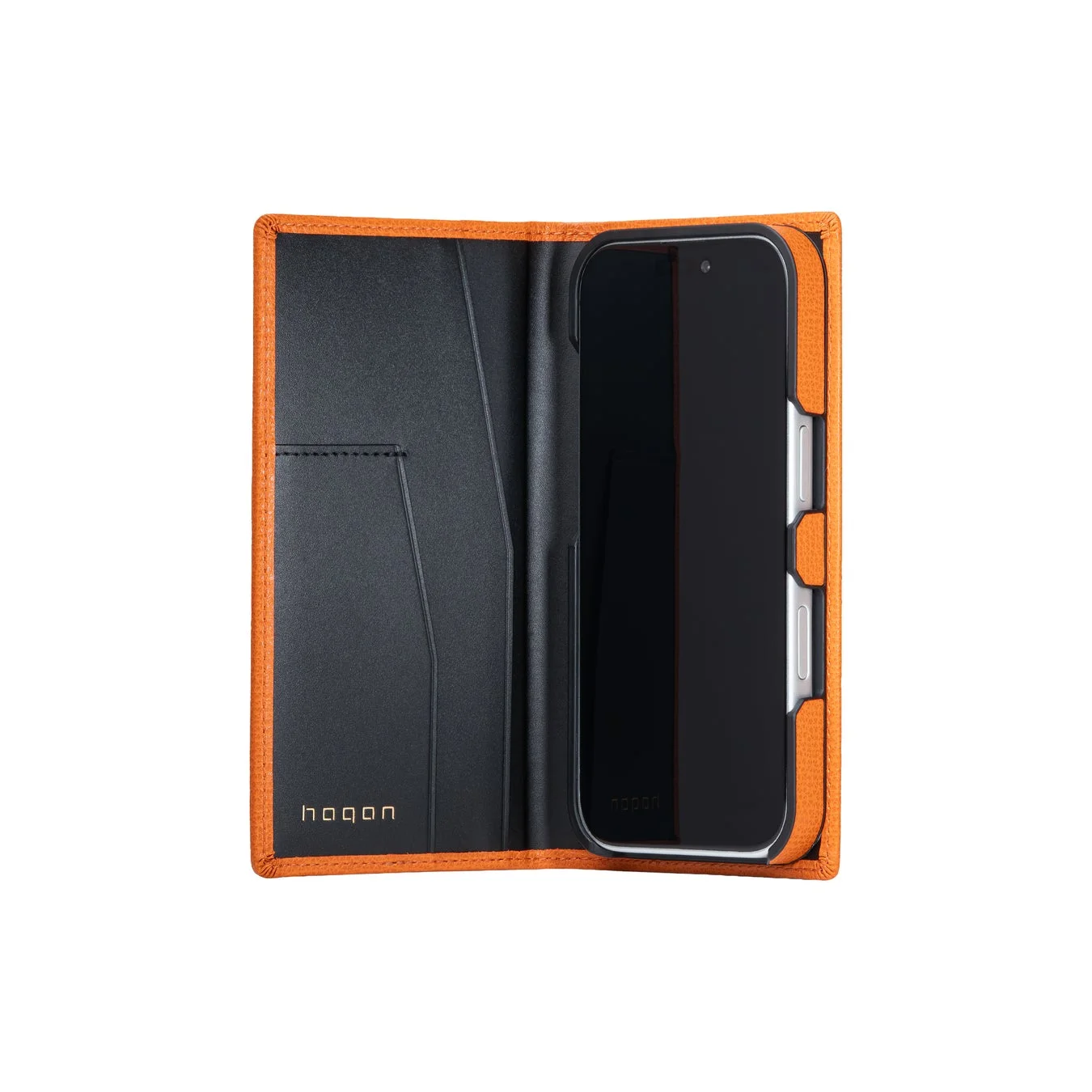 CRUMBS Leather Flip Case Orange Open