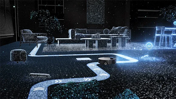 低い家具の下を掃除するロボット掃除機