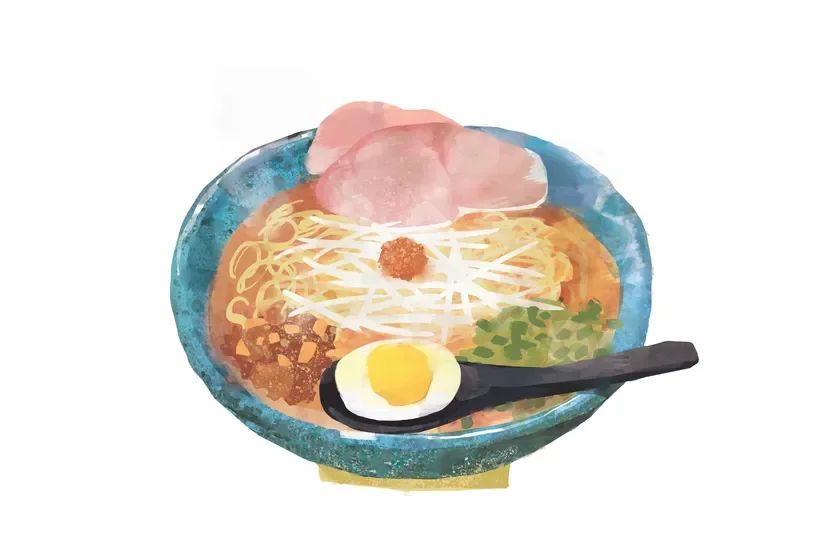 デザイナー小菅謙三氏による味噌ラーメンのイラスト