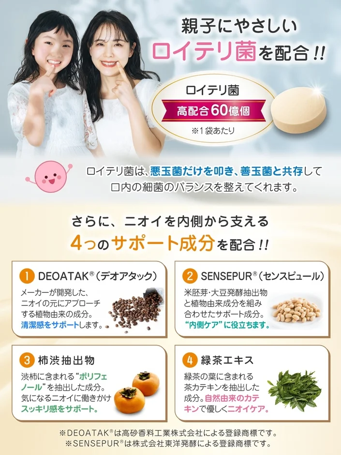 親子にやさしいロイテリ菌を配合
