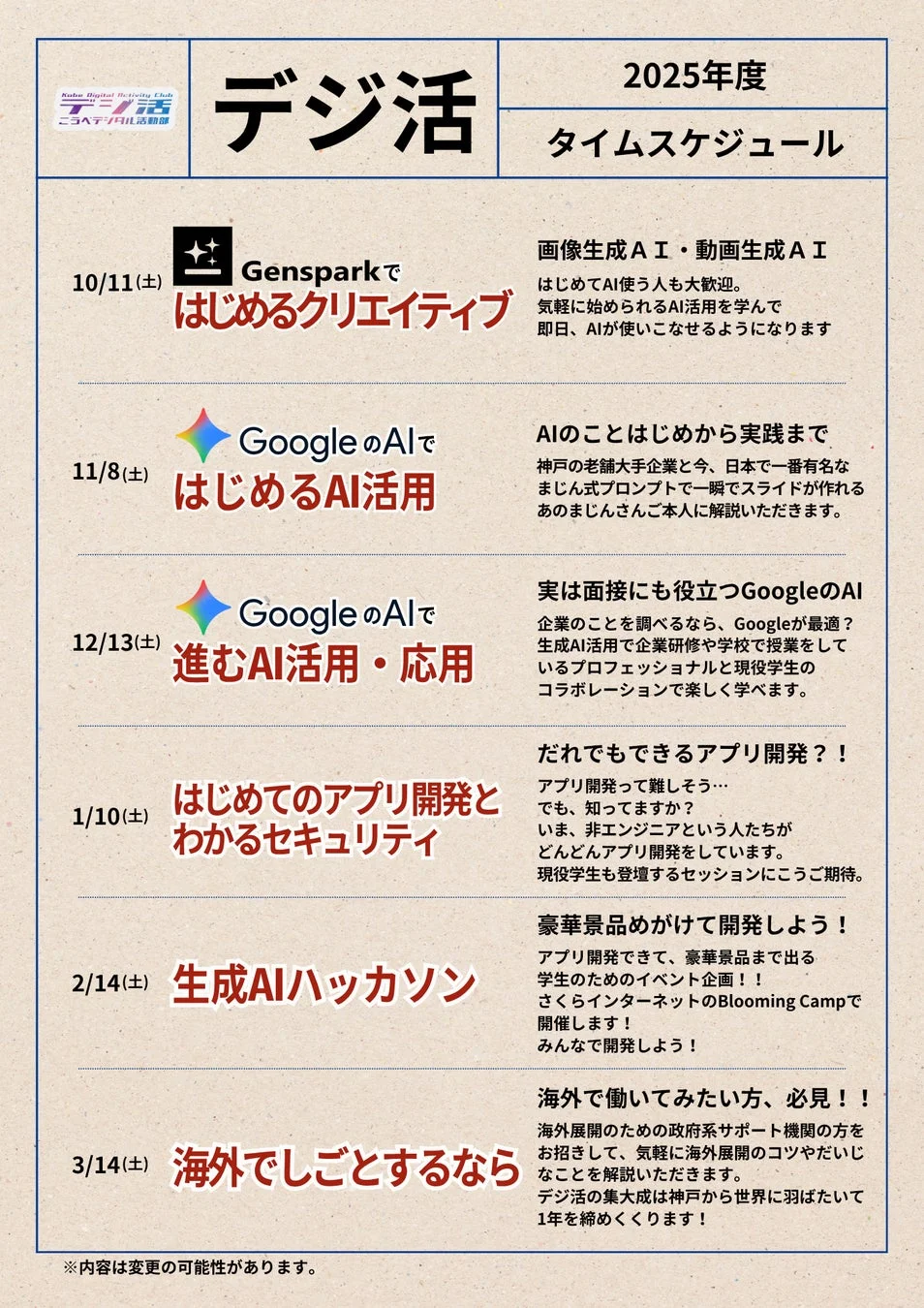 今後のスケジュール