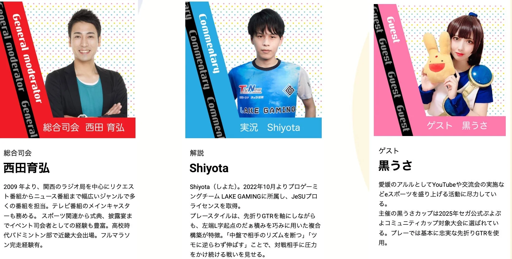 総合司会・実況・ゲスト