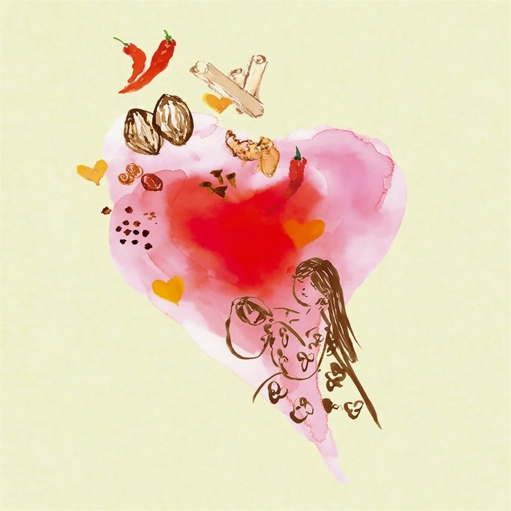 スパイスとハート、女性のイラスト
