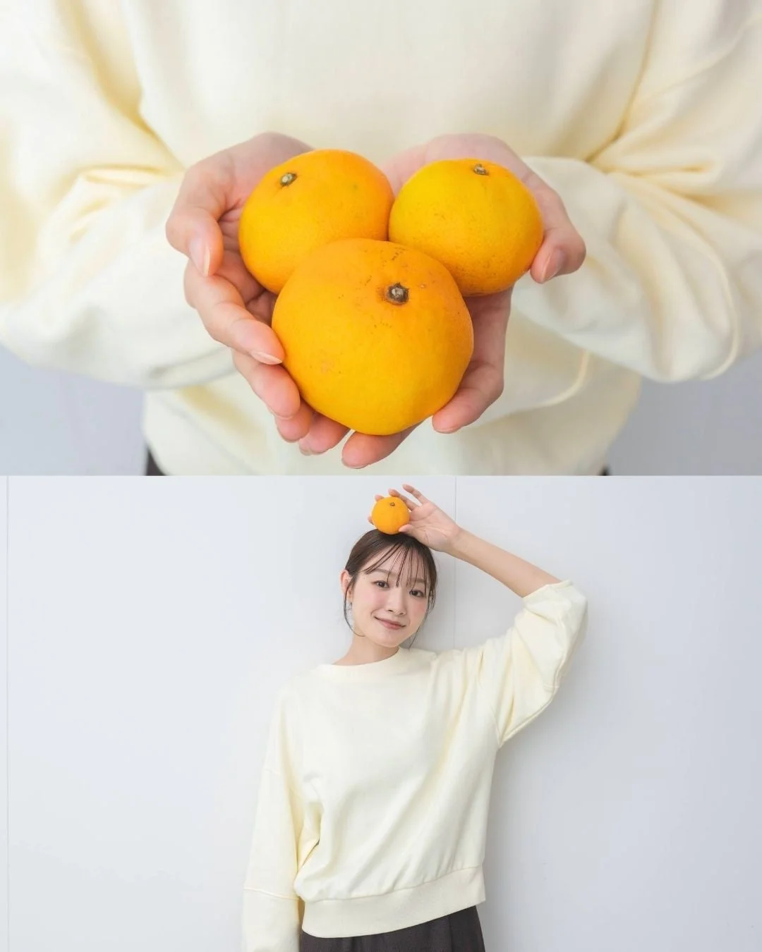 みかんスウェットの女性