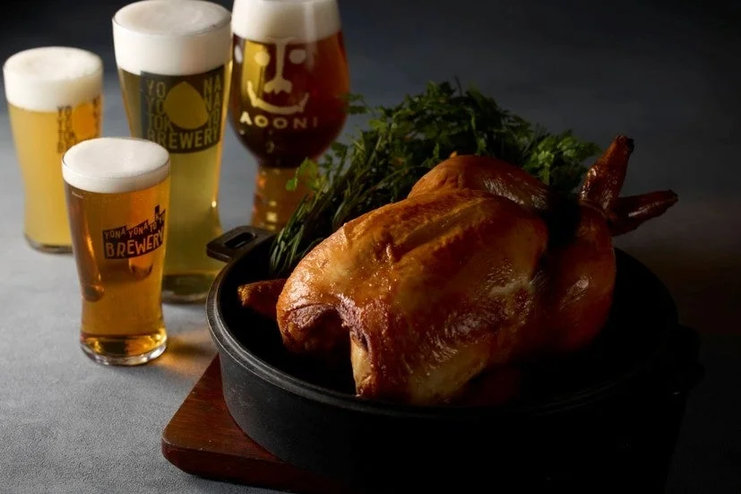 ローストチキンとクラフトビール