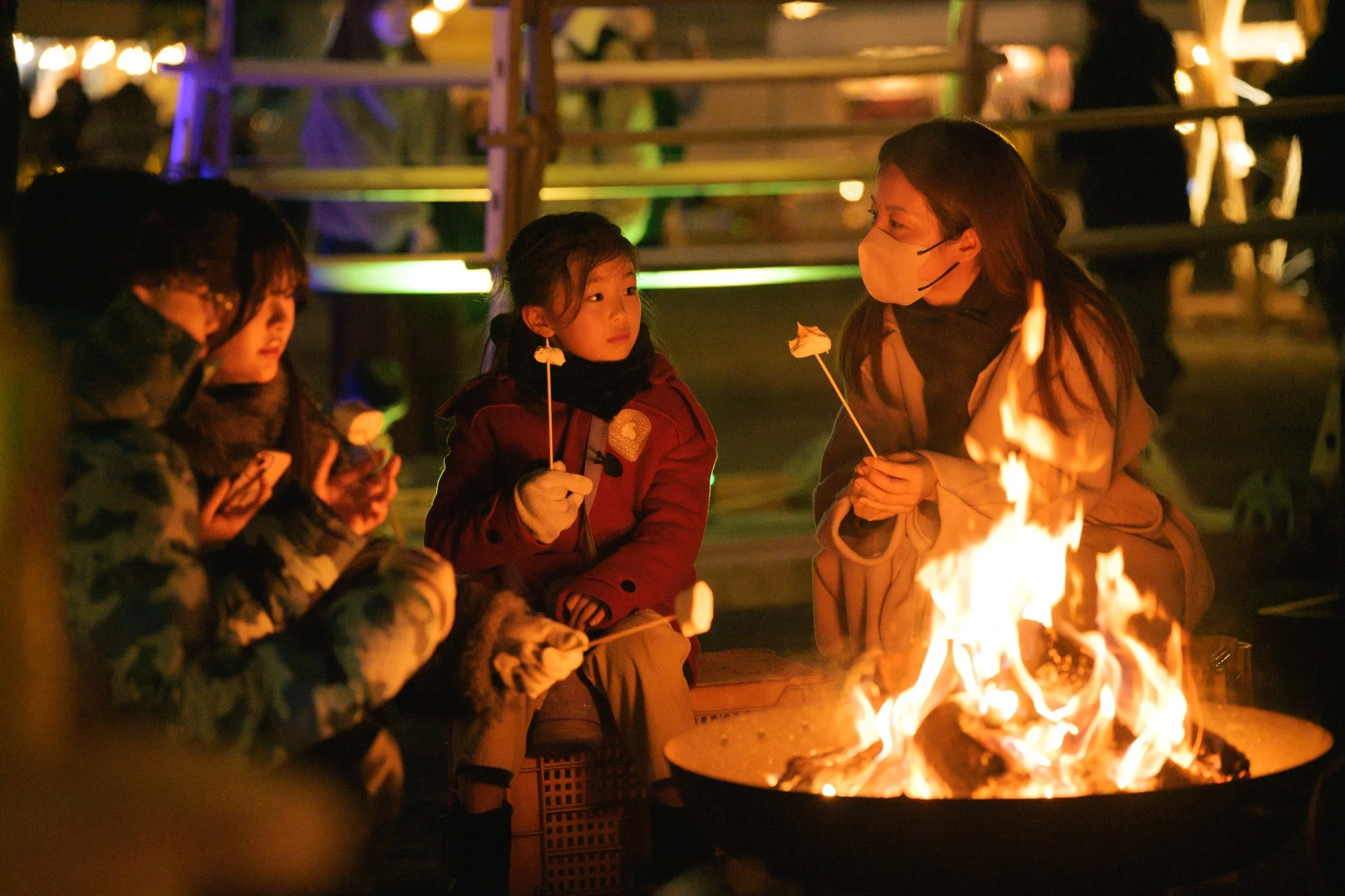 焚き火とマシュマロ