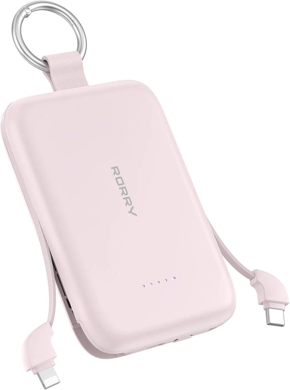 モバイルバッテリー、ポータブル充電器、ピンク、キーホルダー、RORRY、USB-C、Lightning、ガジェット
