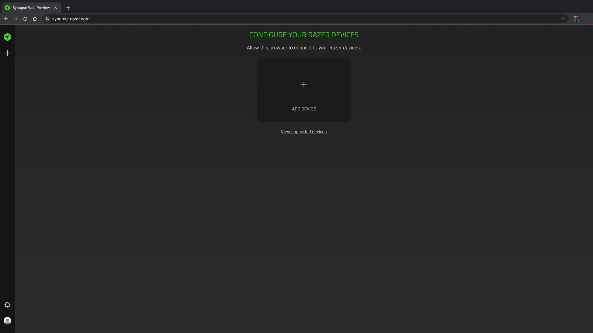 Razer Synapse Webのデバイス追加画面