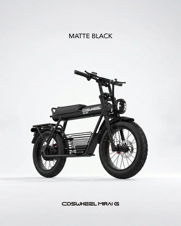 電動自転車,Eバイク,マットブラック,COSWHEEL,MIRAI G,自転車,乗り物,ファットバイク,レトロスタイル,都市型