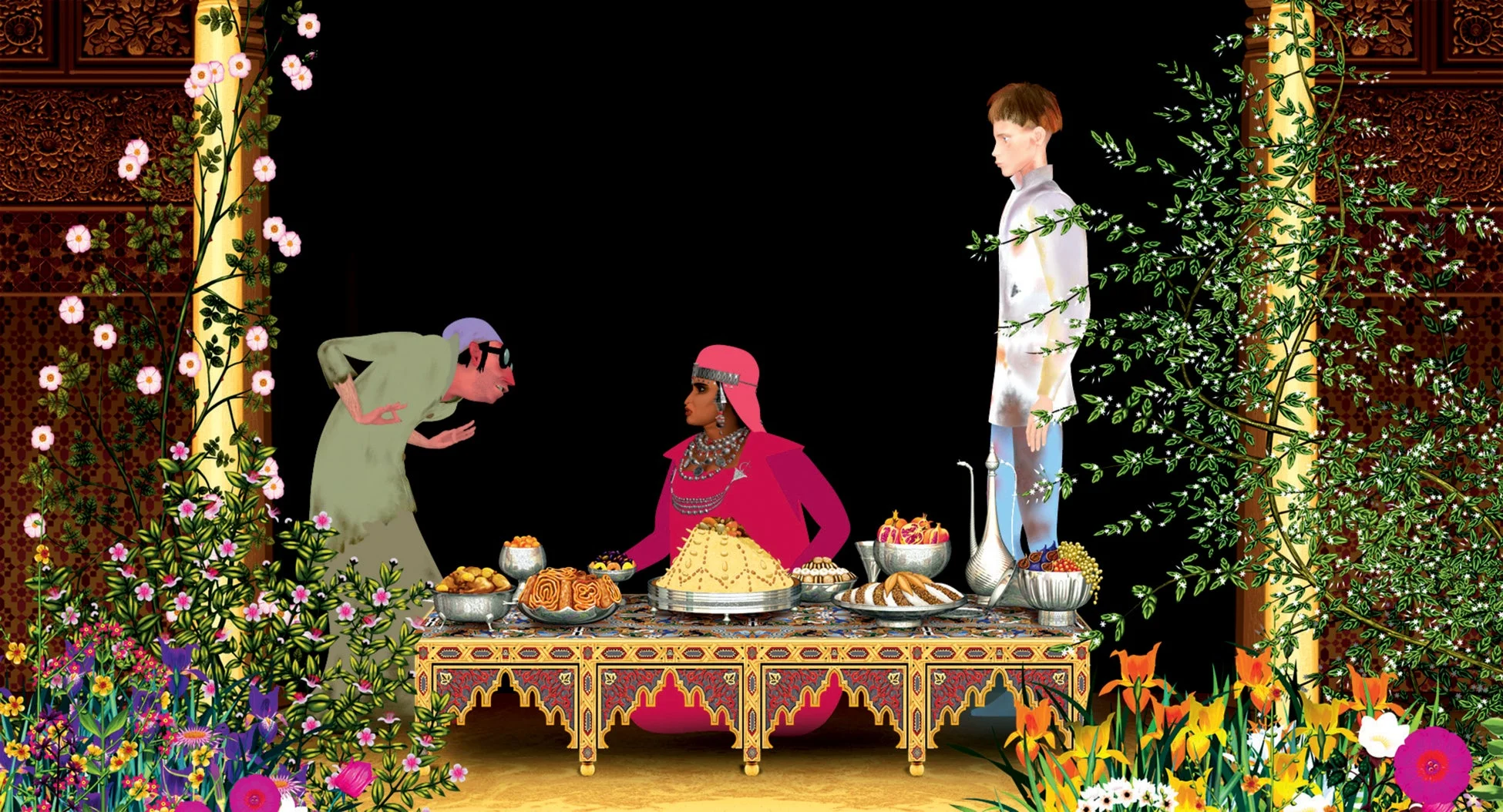 人物、食事、宴会イラスト