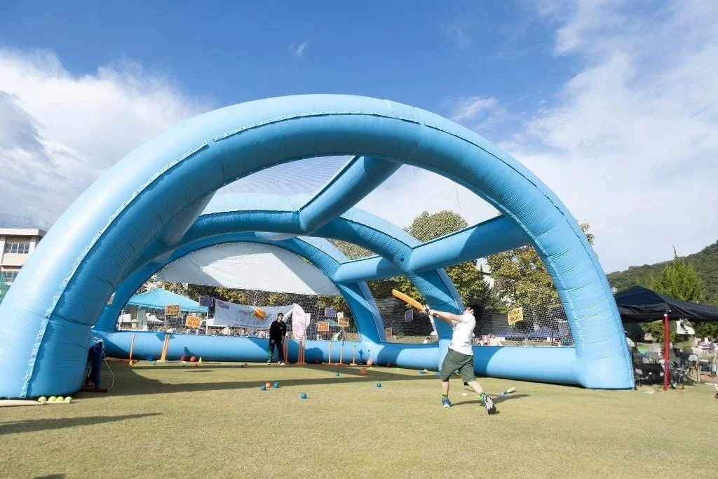 インフレータブルドームでのバッティング