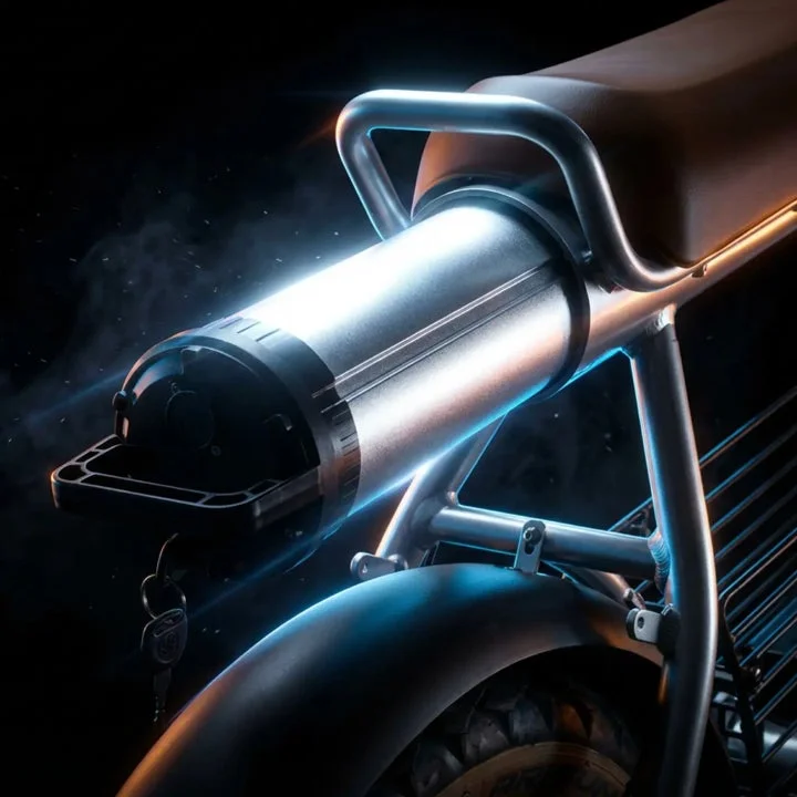 電動自転車,バッテリー,鍵,後部,メタリック,光る,モビリティ,レトロフューチャー,バイク