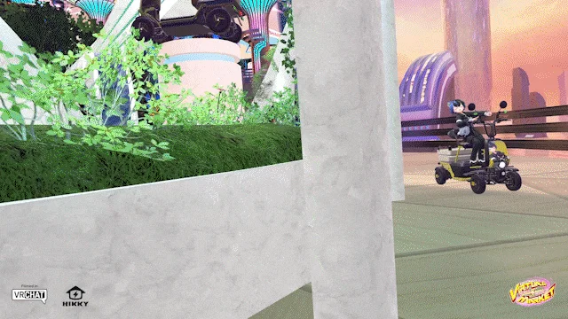 VRChatでスクーターに乗るアバター