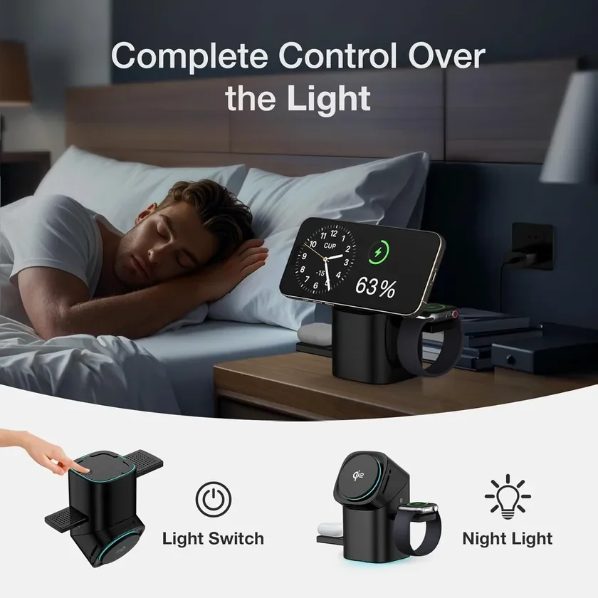 多機能ワイヤレス充電器のナイトライト機能