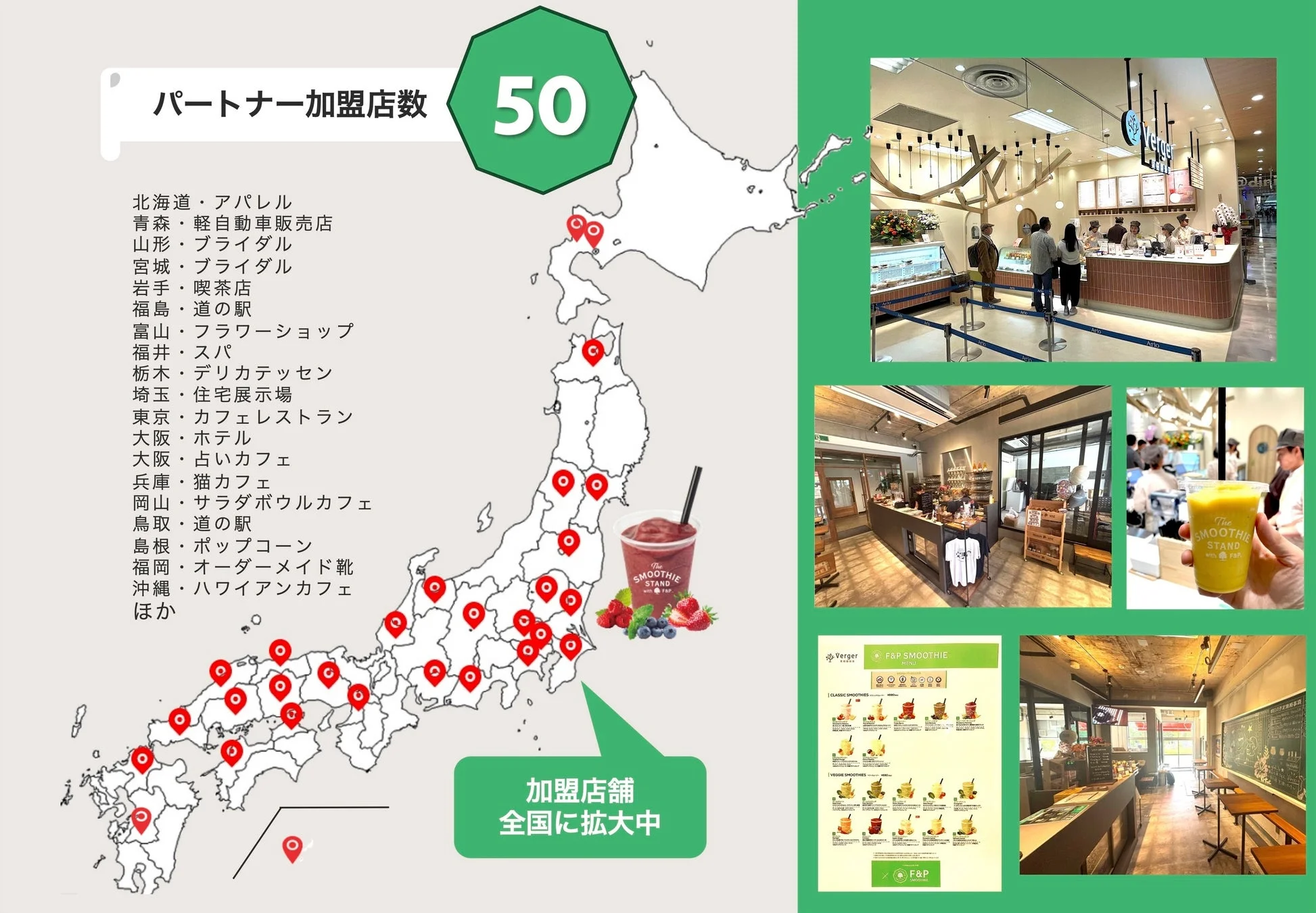 パートナー加盟店数 50 北海道・アパレル 青森・軽自動車販売店