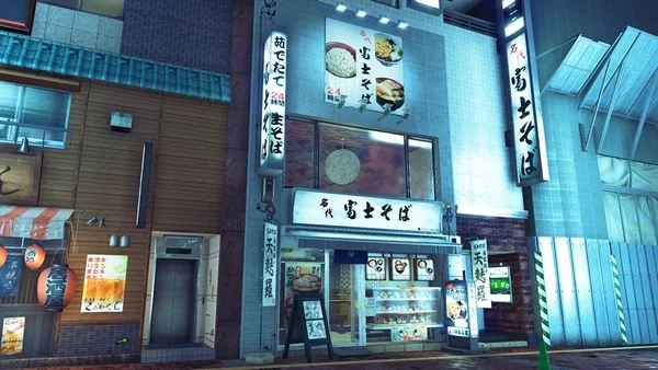 名代富士そば店舗の夜景