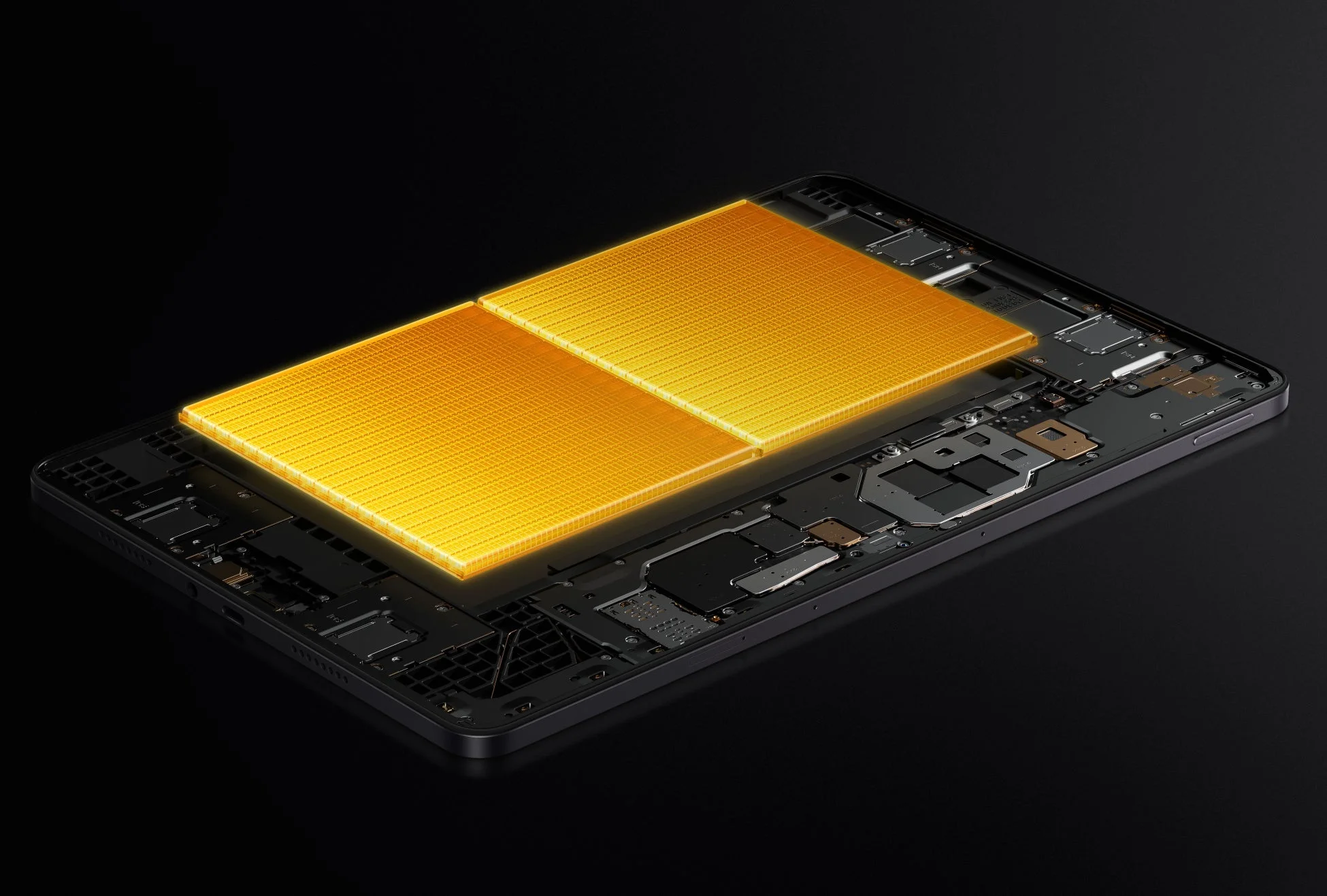 分解された電子機器の内部構造