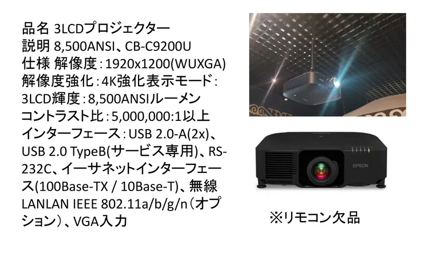 高性能プロジェクターの仕様説明