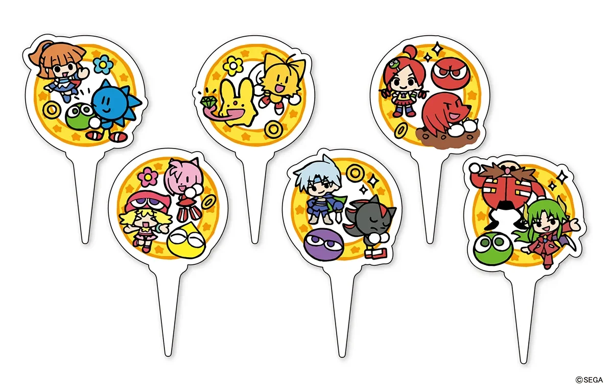 セガの人気ゲーム「ソニック・ザ・ヘッジホッグ」と「ぷよぷよ」のキャラクターがデフォルメされた可愛らしいピック6種