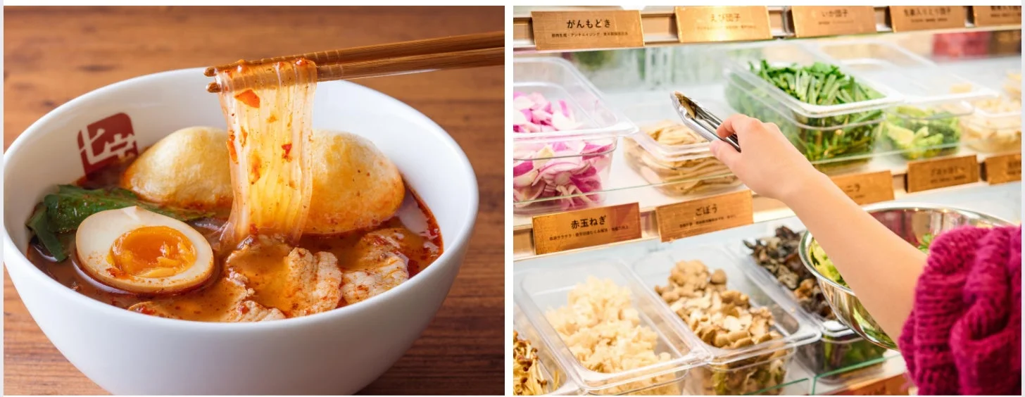 具材を選ぶセルフサービスの様子