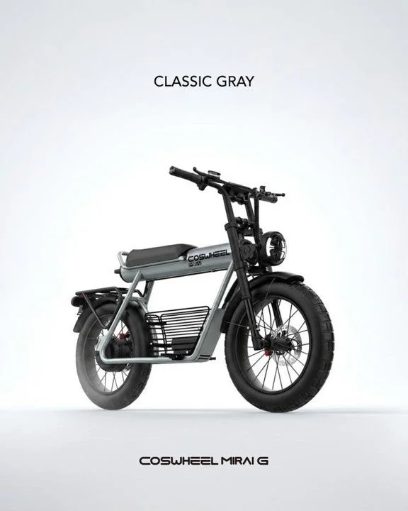 電動自転車,eバイク,クラシック,レトロ,グレー,バイク,乗り物,COSWHEEL,MIRAI G,ファットタイヤ