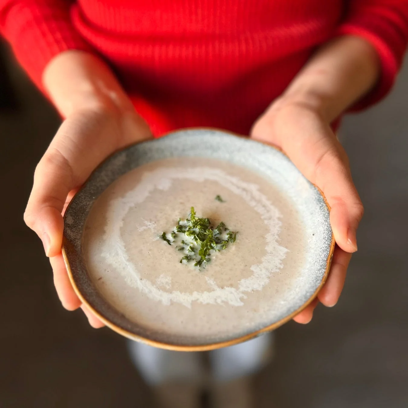 温かいスープのクローズアップ