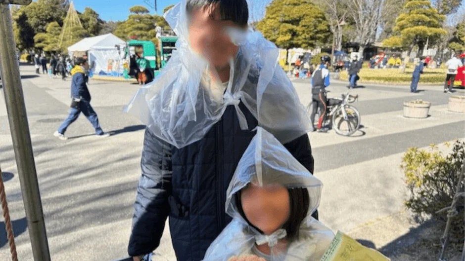 ポンチョ作り体験の親子