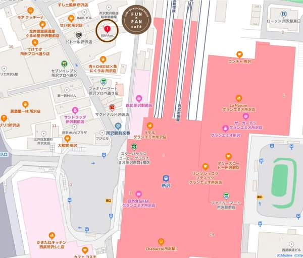 所沢駅周辺の地図