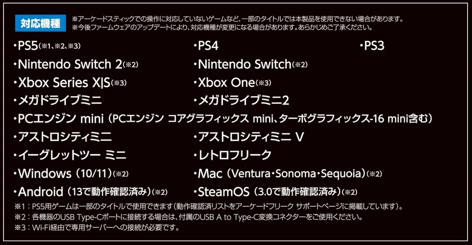 ARCADE FREAKの対応機種一覧