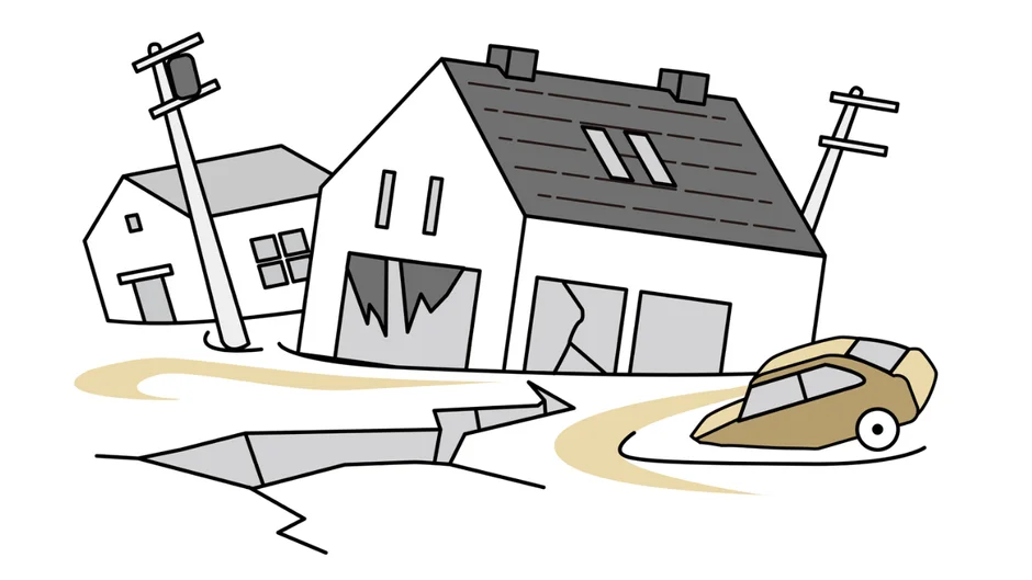 液状化の被害想定イラスト