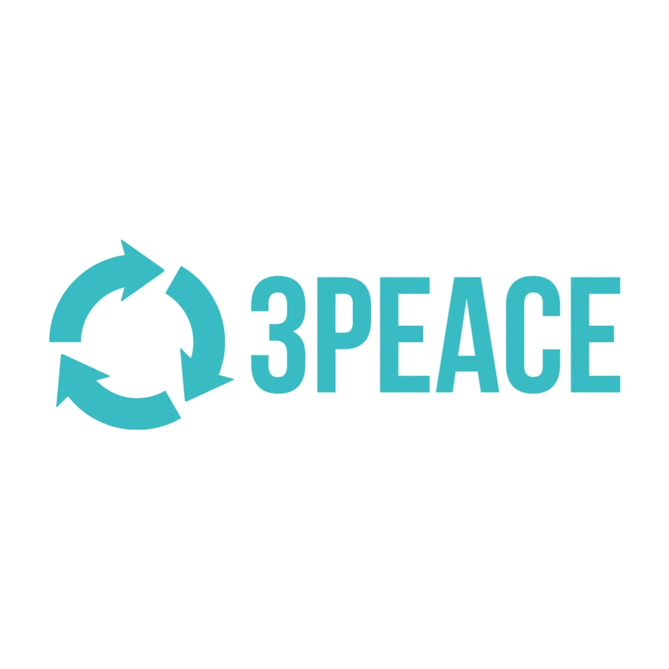 青緑色のリサイクルマークと「3PEACE」の文字がデザインされたロゴマーク