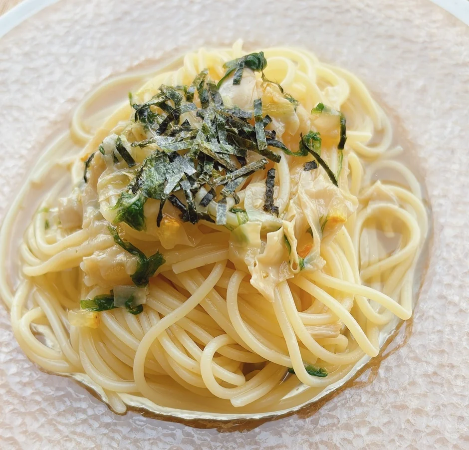 お吸い物をアレンジしたパスタ