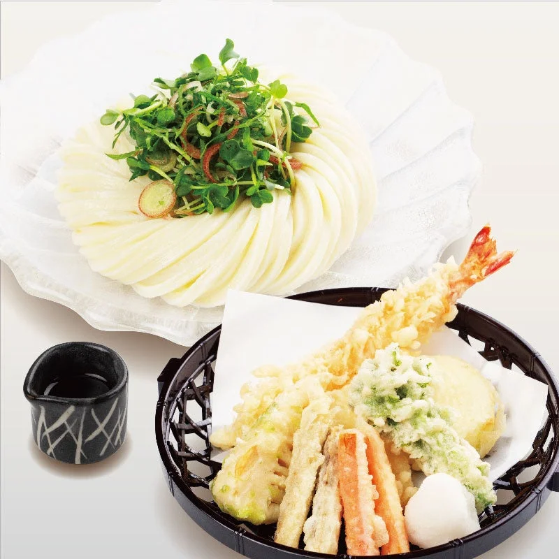 うどん、天ぷら、和食、冷やしうどん、海老天、野菜天、日本食、麺類、定食