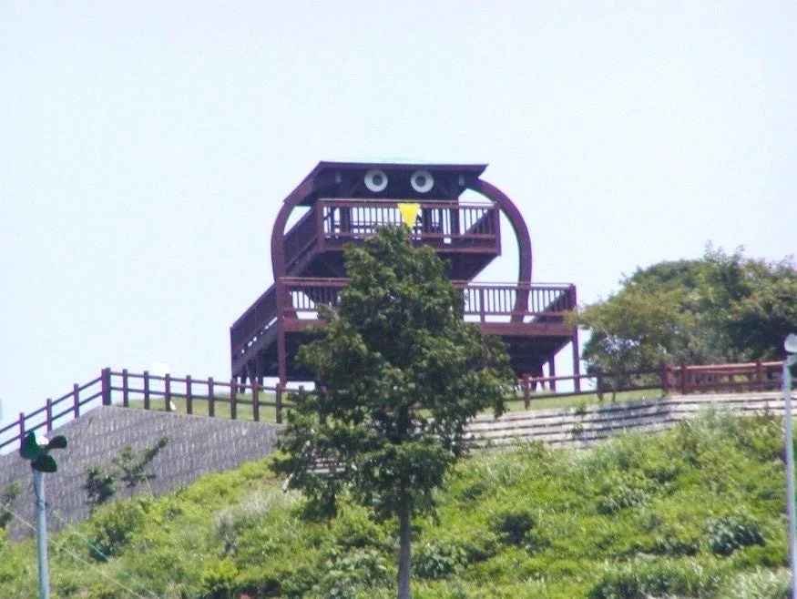 独特なデザインの木製展望台