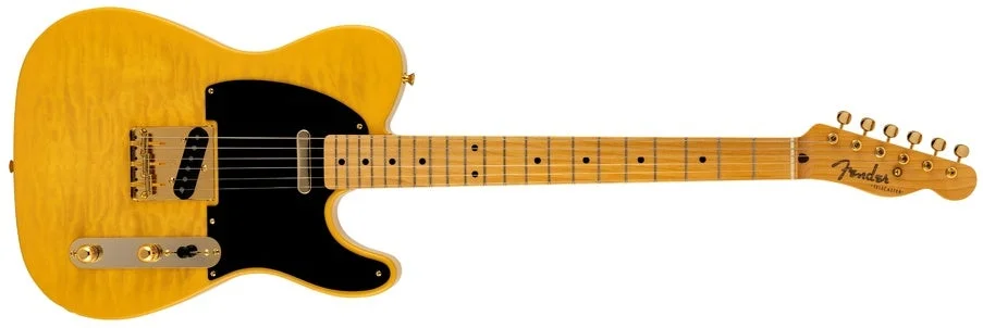 木目の美しい黄色のフェンダー・テレキャスター