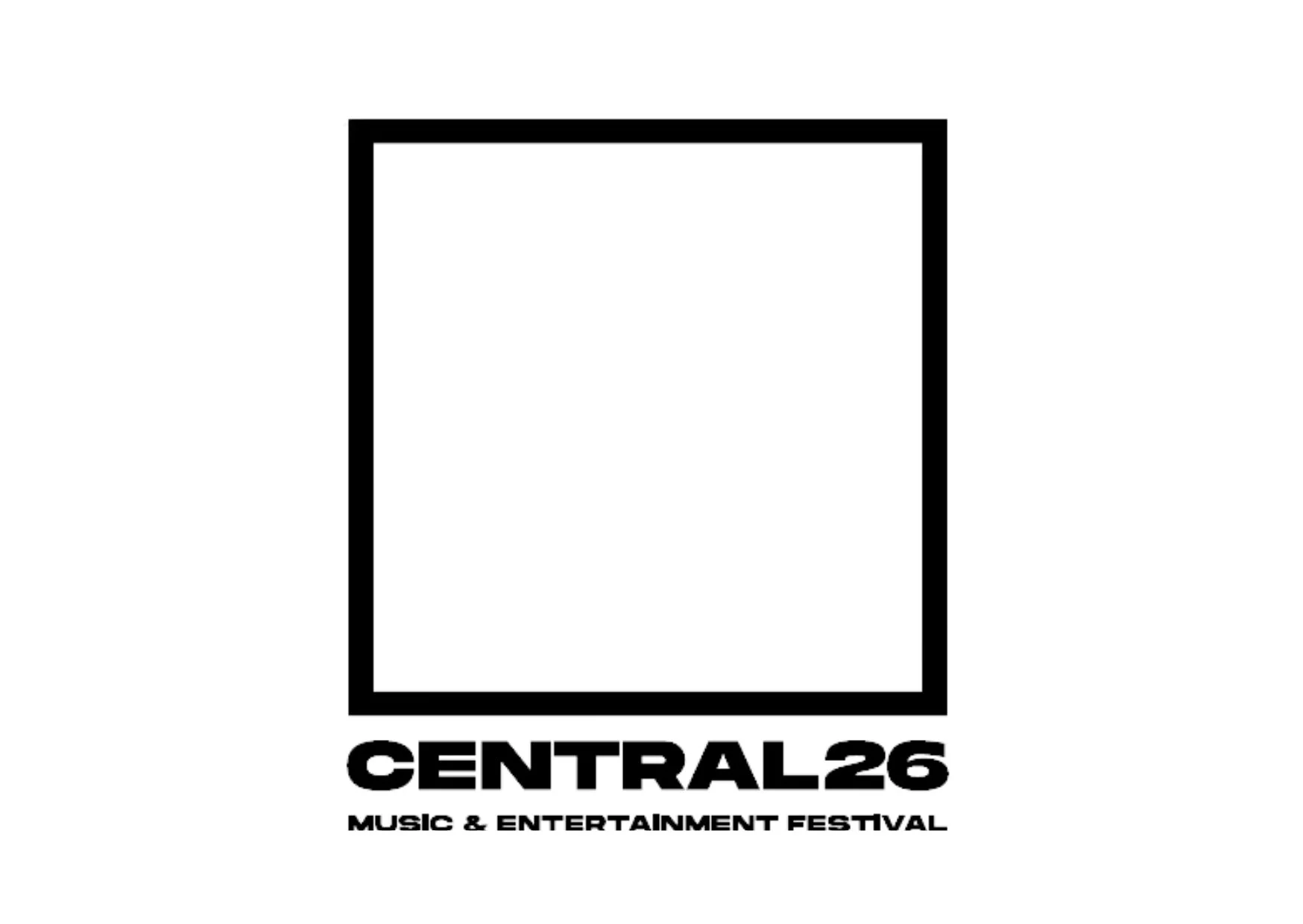 「CENTRAL26 MUSIC & ENTERTAINMENT FESTIVAL」という文字と、その上にシンプルな長方形の枠が配置されたロゴマーク