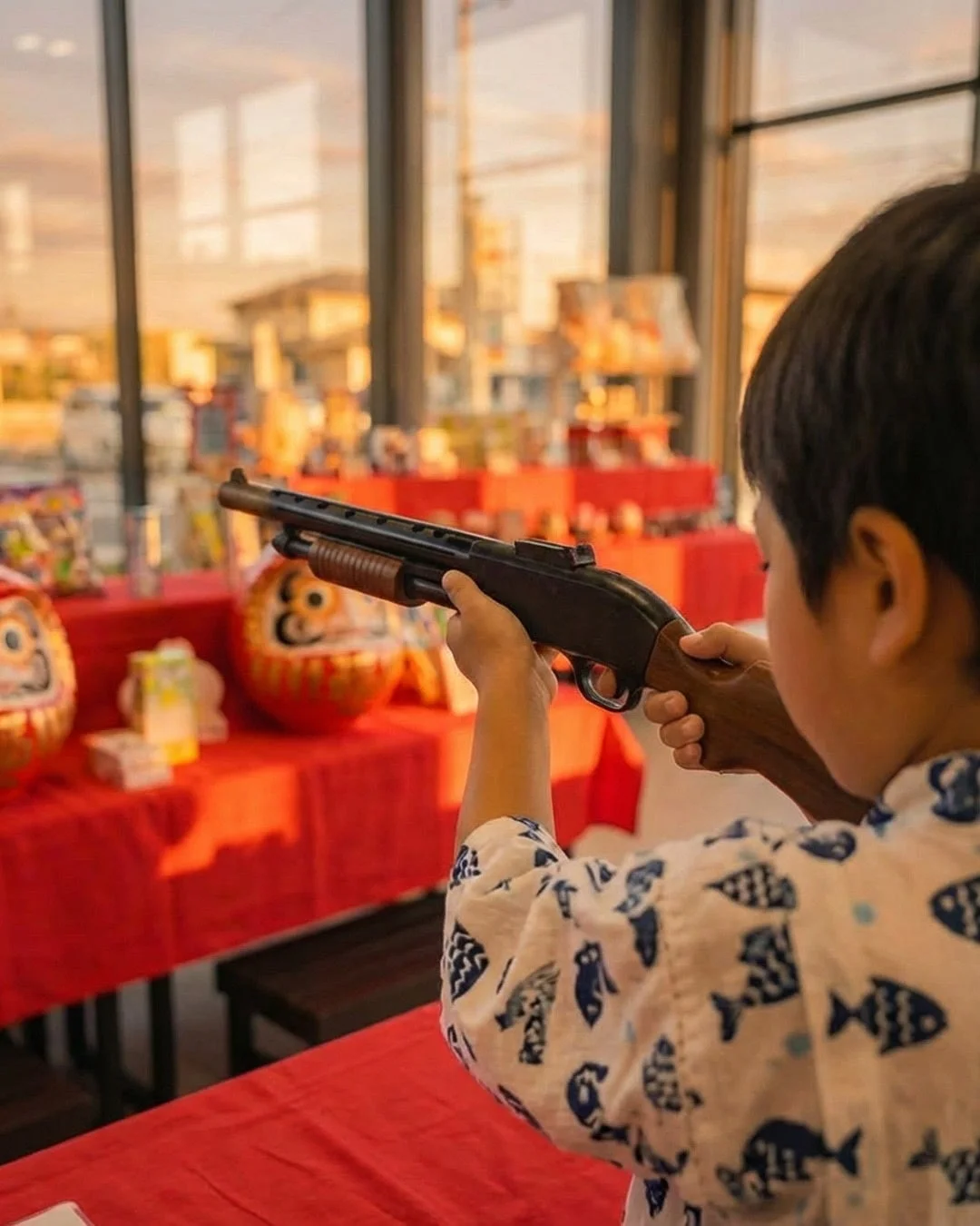 射的を楽しむ子ども