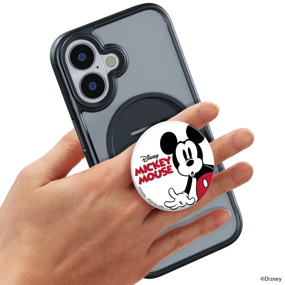 ミッキーマウスのスマホグリップ使用イメージ