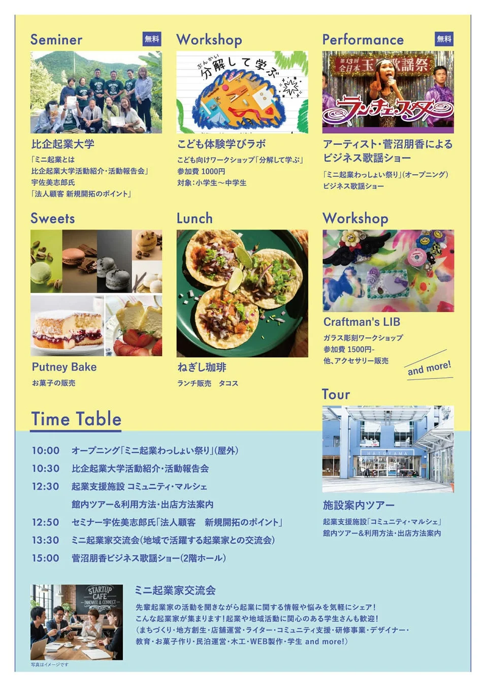 mini起業FESのタイムテーブルと出店情報