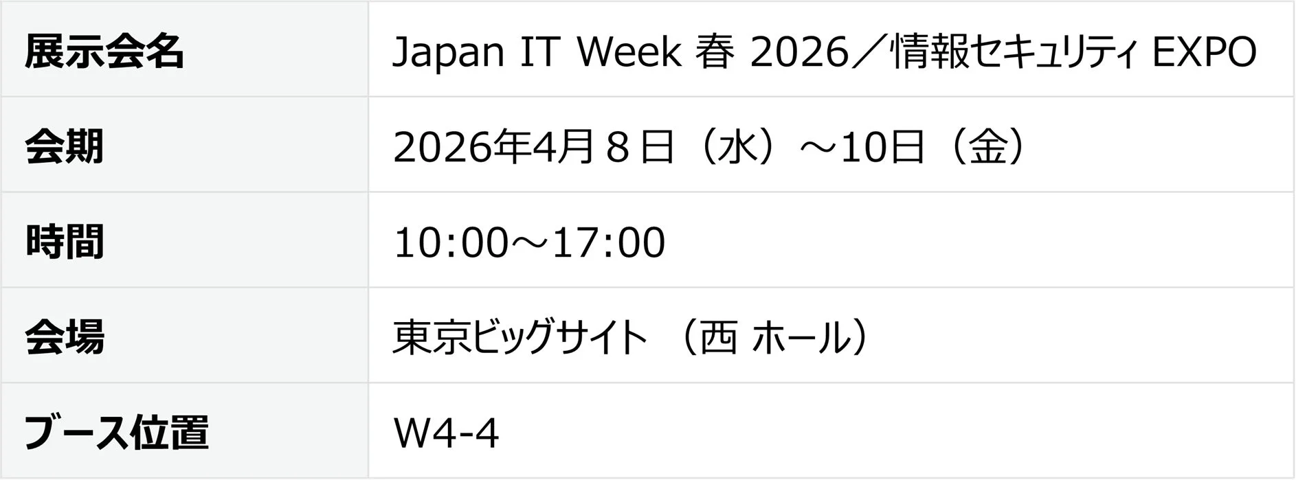 Japan IT Week 春 2026 出展概要