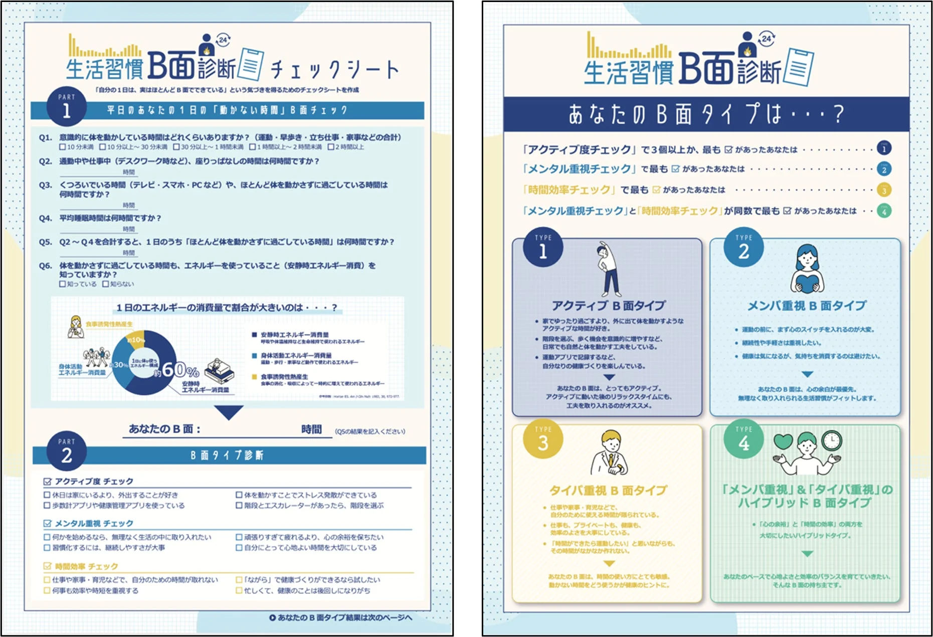 生活習慣B面診断チェックシート