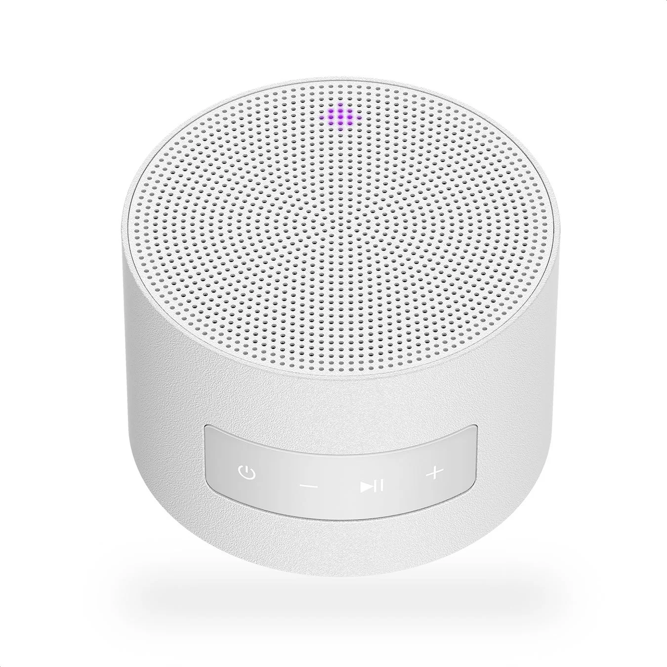 白い円筒形のポータブルBluetoothスピーカー