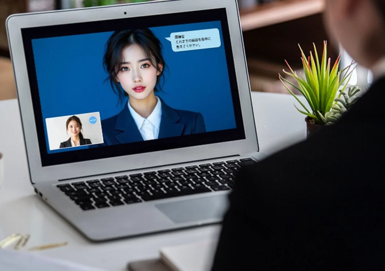 オンライン面接で「これまでの経歴を簡単に教えてください」と表示される