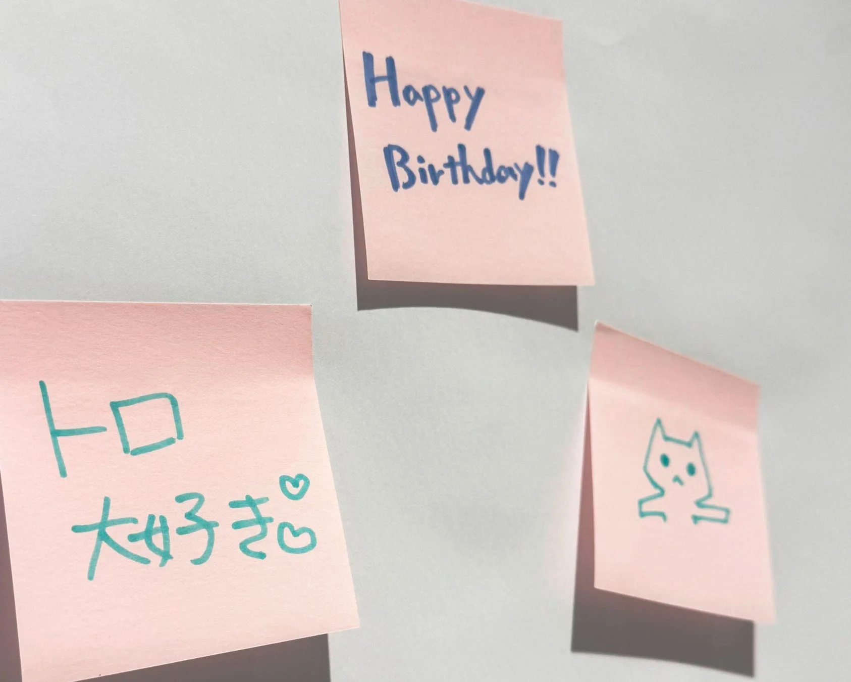 「Happy Birthday!! トロ 大好き♡」と書かれたメッセージボード