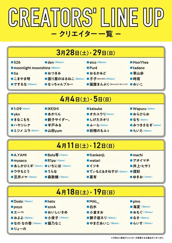 クリエイター一覧