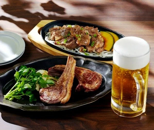 ジンギスカンとラムチョップ、ビール