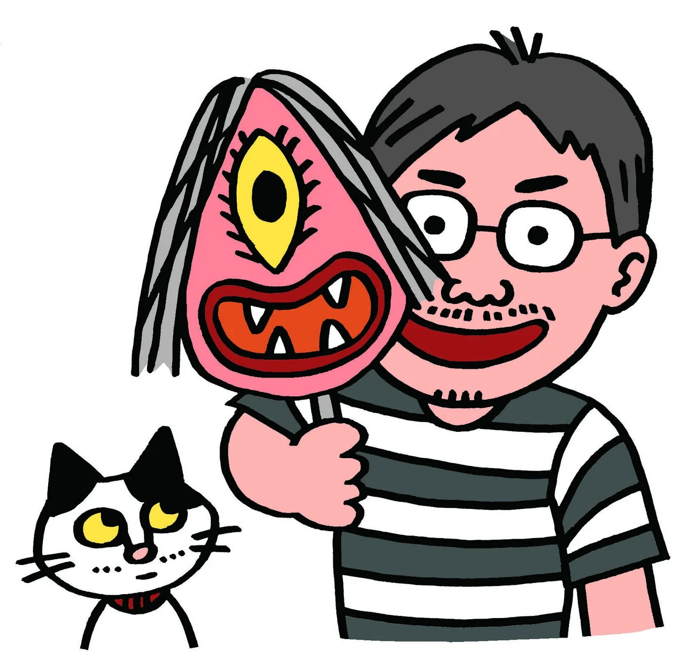 広瀬克也さんと猫のイラスト