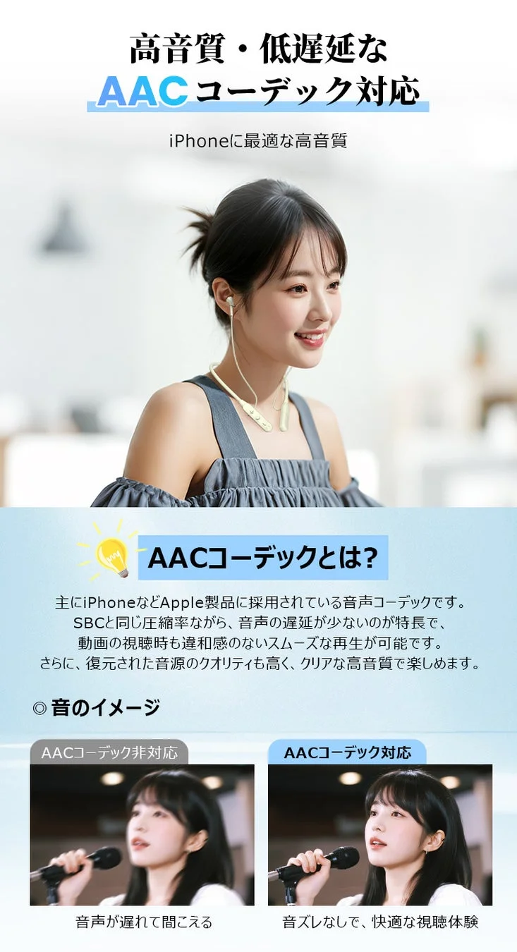 AACコーデックの利点を説明する画像